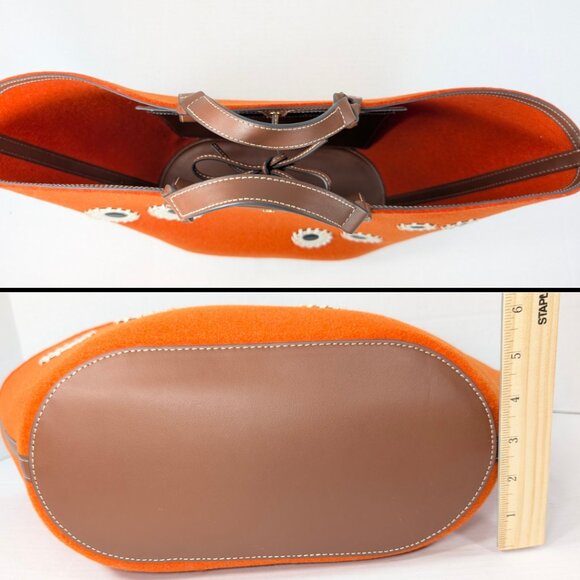 Anya Hindmarch Orange Felt Eyes Large Tote Bag Leather MINT CONDITION - Picture 5 of 8